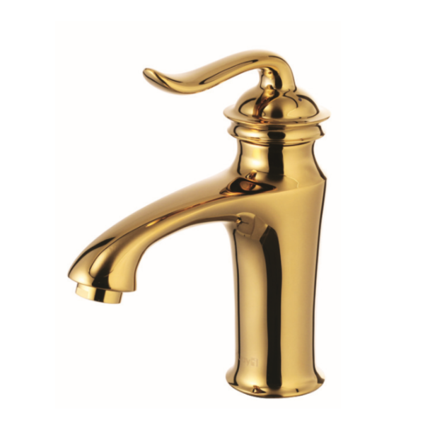 MISTURADOR MONOCOMANDO VINTAGE GOLD SEM CRISTAL BICA BAIXA P/ LAVATORIO AJ DESIGN AJ500
