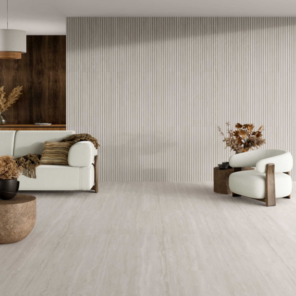 PORCELANATO SATIN TRAVERTINO TIVOLI 90X90 RETIFICADO A Biancogres CC0260T1