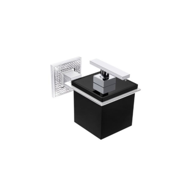 SABONETEIRA LÍQUIDA ACRÍLICO FIXA DIAMOND CROMADO PRETO COM DIAMOND Zen Design BA0085.262